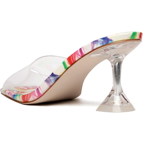 Clear Heels Sandals Transparent Stiletto Heel Backless Peep Toe Slip new - Picture 4 of 9